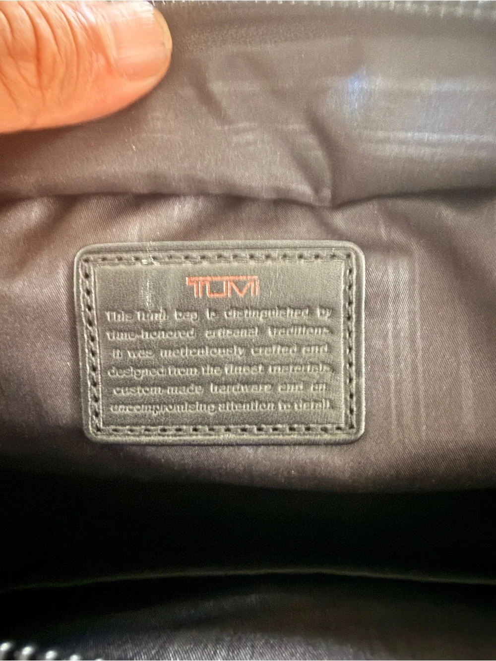 Tumi Black Nylon Messenger Briefcase with Red Accent